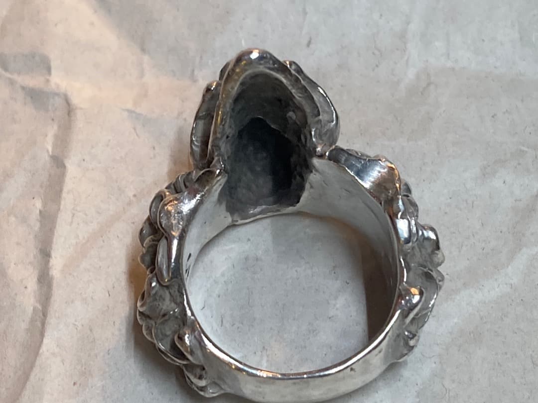 刻印 ごつい 骸骨 スカル ドクロ シルバー 925 リング 骨太 モンスター