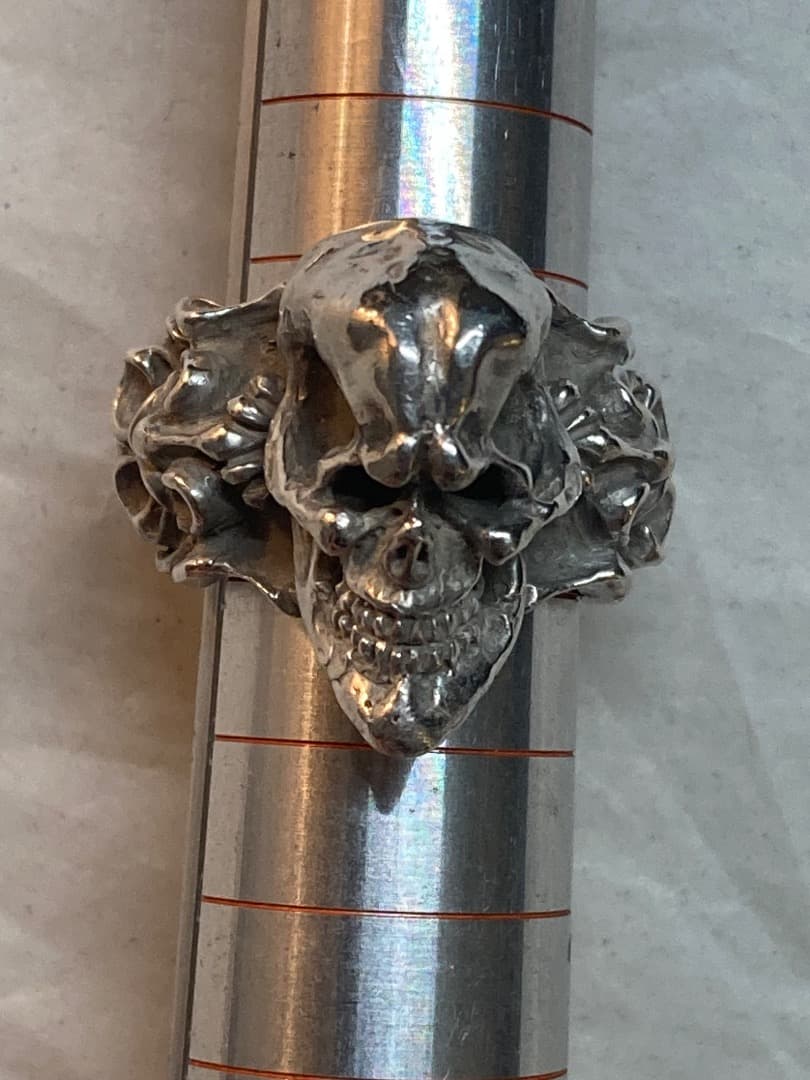 刻印 ごつい 骸骨 スカル ドクロ シルバー 925 リング 骨太 モンスター