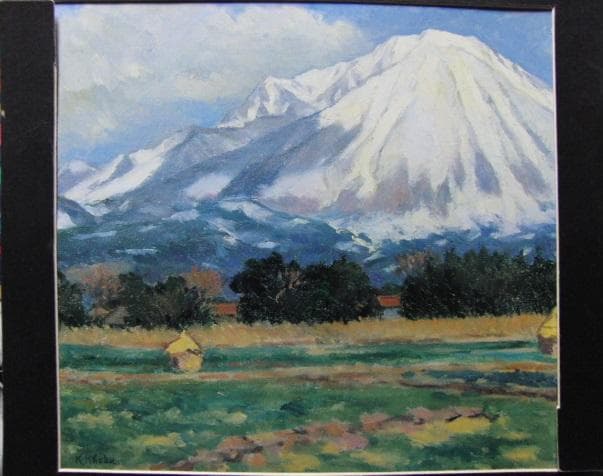 香田勝太、【大山】、希少な画集より、新品高級額・額装付、状態良好