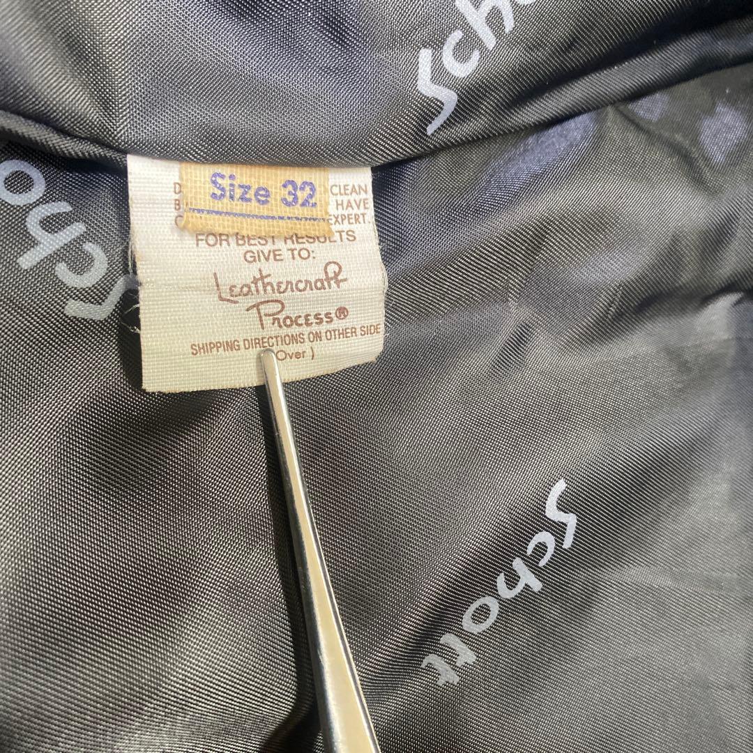 Schott ブラック レザー シングルライダースジャケット141サイズ32