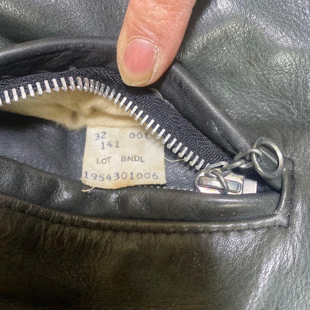 Schott ブラック レザー シングルライダースジャケット141サイズ32