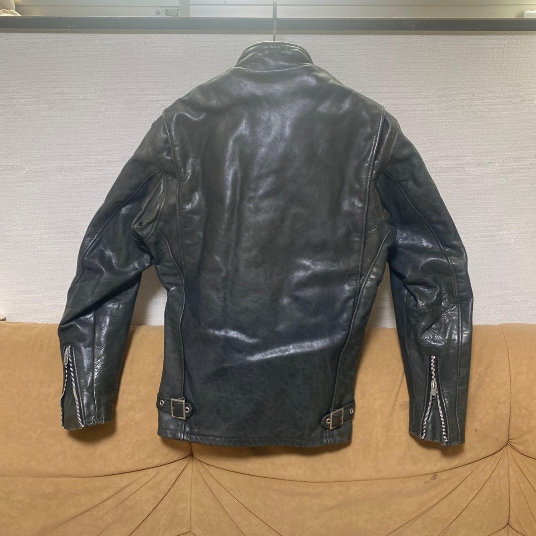 Schott ブラック レザー シングルライダースジャケット141サイズ32