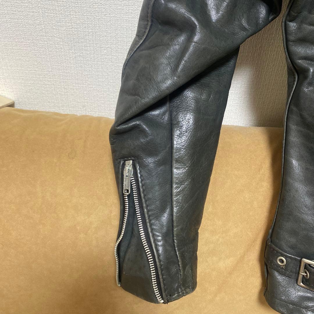 Schott ブラック レザー シングルライダースジャケット141サイズ32