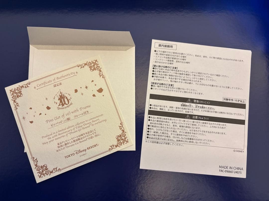 東京ディズニーランド 40周年記念 フレーム付きピンバッジセット