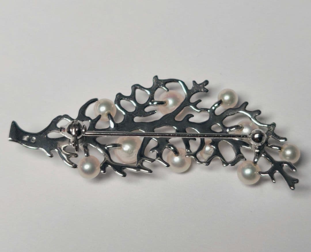 【極美品 最高級】ミキモト ブローチ パール リーフ フォーマル 皇室御用達