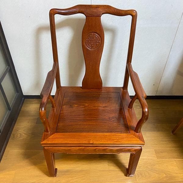 Y①高級 花梨？ 中国椅子 インテリア 家具 木製 アンティーク ひじ掛け 椅子