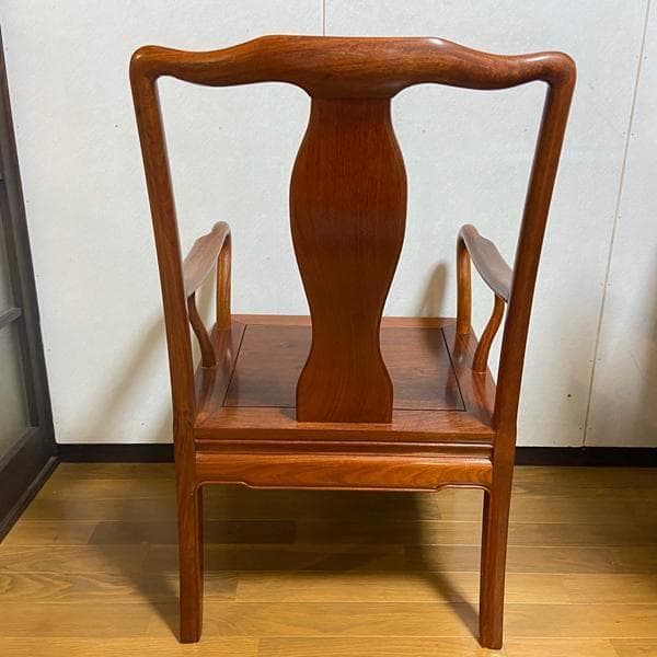Y①高級 花梨？ 中国椅子 インテリア 家具 木製 アンティーク ひじ掛け 椅子