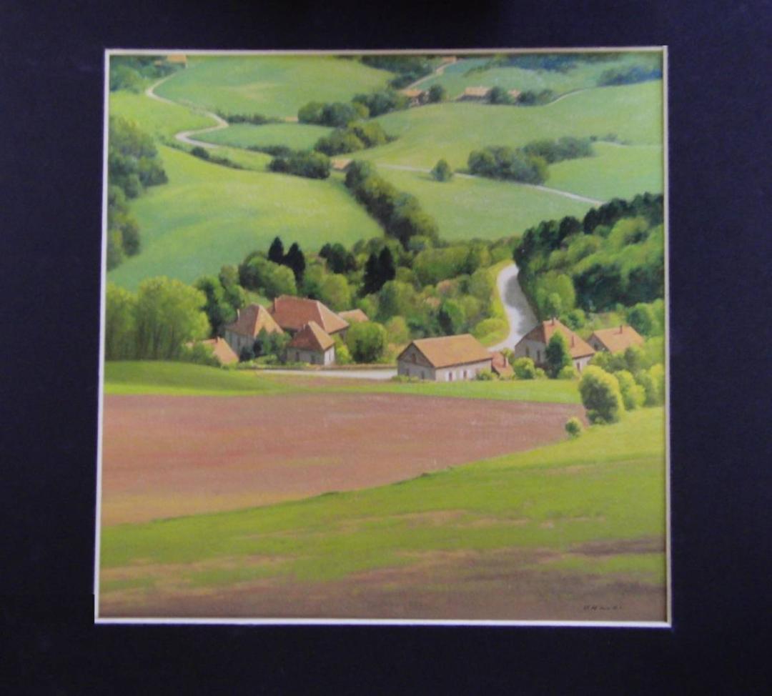 大森祥吾、【新緑のジュラの村】、希少な額装用画集より