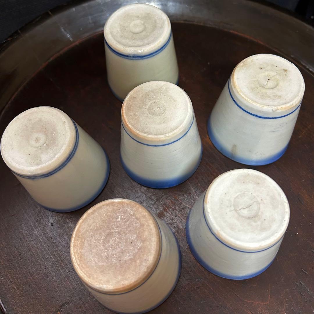 珍品　古伊万里　藍暈し蕎麦猪口　六客揃　無傷あり　本物保証