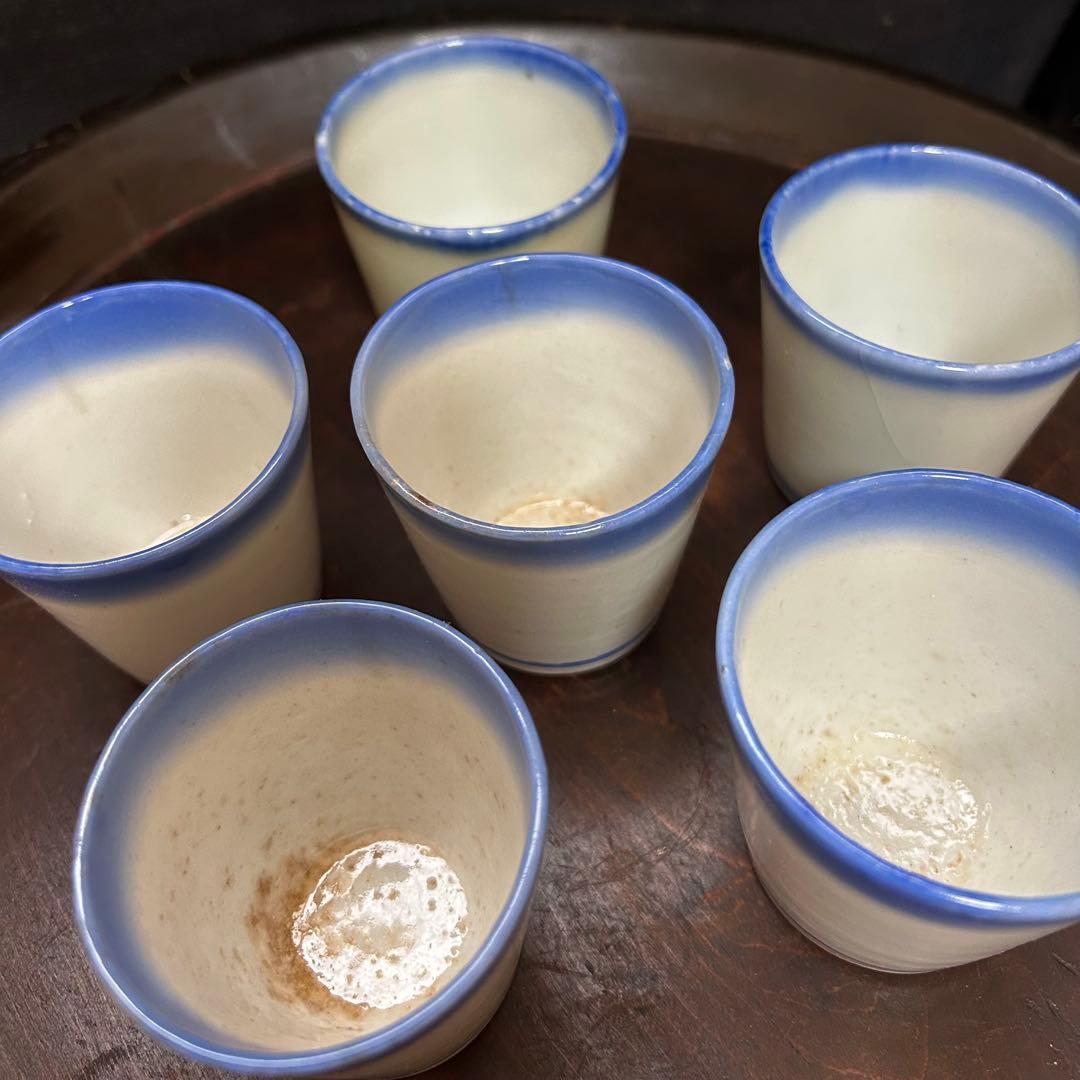 珍品　古伊万里　藍暈し蕎麦猪口　六客揃　無傷あり　本物保証