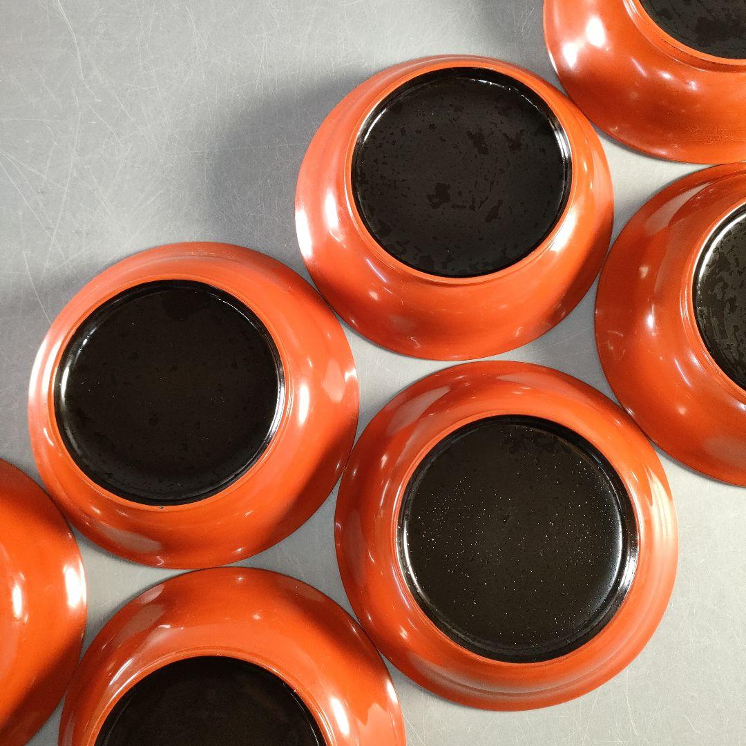 A1375-5/輪島塗/金彩松竹梅堀画輪島朱色木皿20客/向付/懐石道具/銘々皿