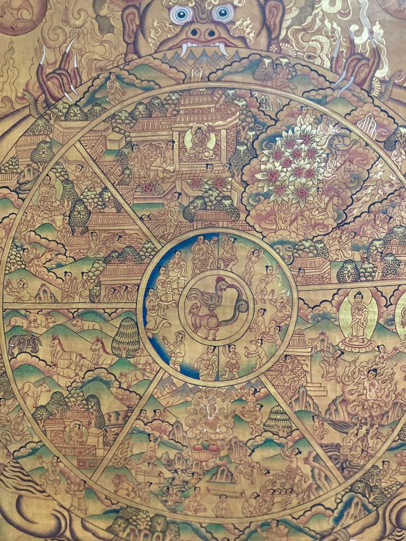 チベット　曼荼羅　マンダラ　カーラチャクラ　仏画　タンカ　掛軸　観音　菩薩　如来