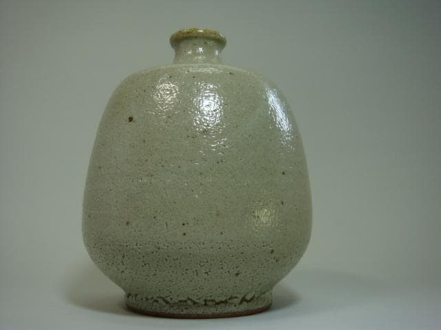 花瓶■灰釉 木器窯「田中和人作」中国漢口 花器 丸壺 共箱 骨董品 古美術■