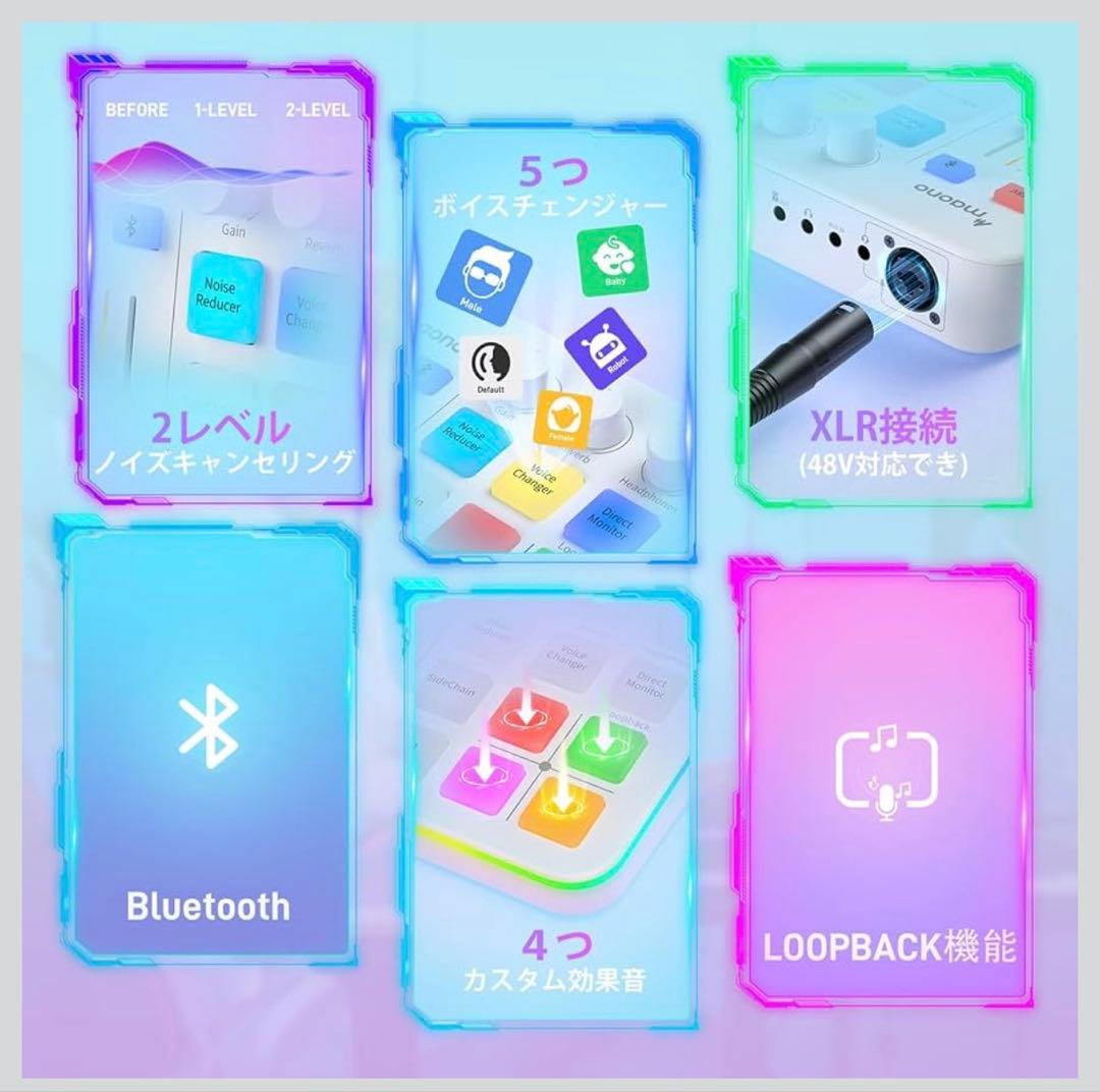 MAONO オーディオミキサー オーディオインターフェース XLRケーブル付