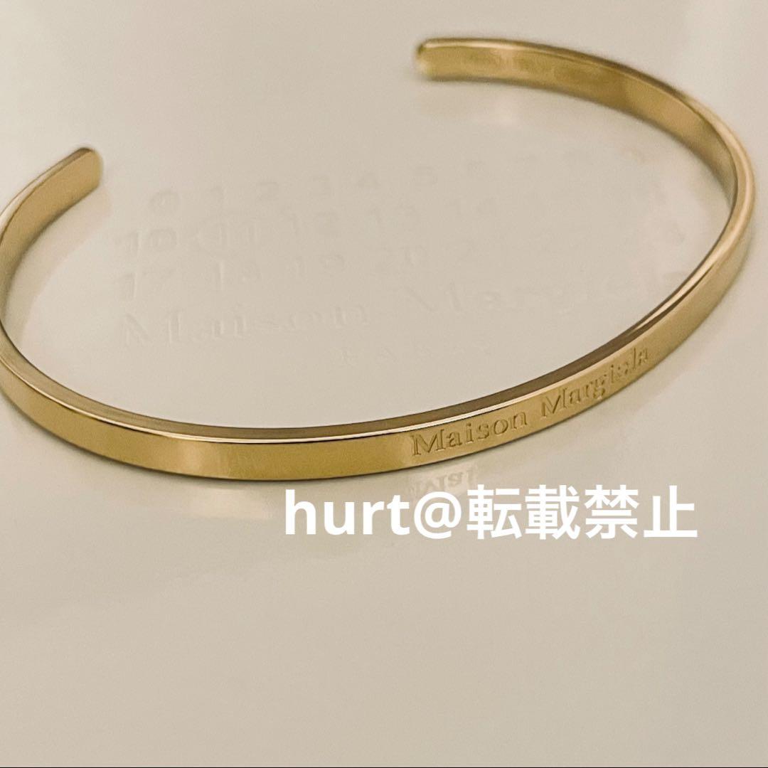 【新品外箱あり】メゾンマルジェラ スリム ロゴ ブレスレット バングル ゴールド