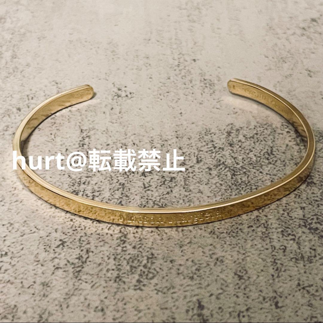 【新品外箱あり】メゾンマルジェラ スリム ロゴ ブレスレット バングル ゴールド