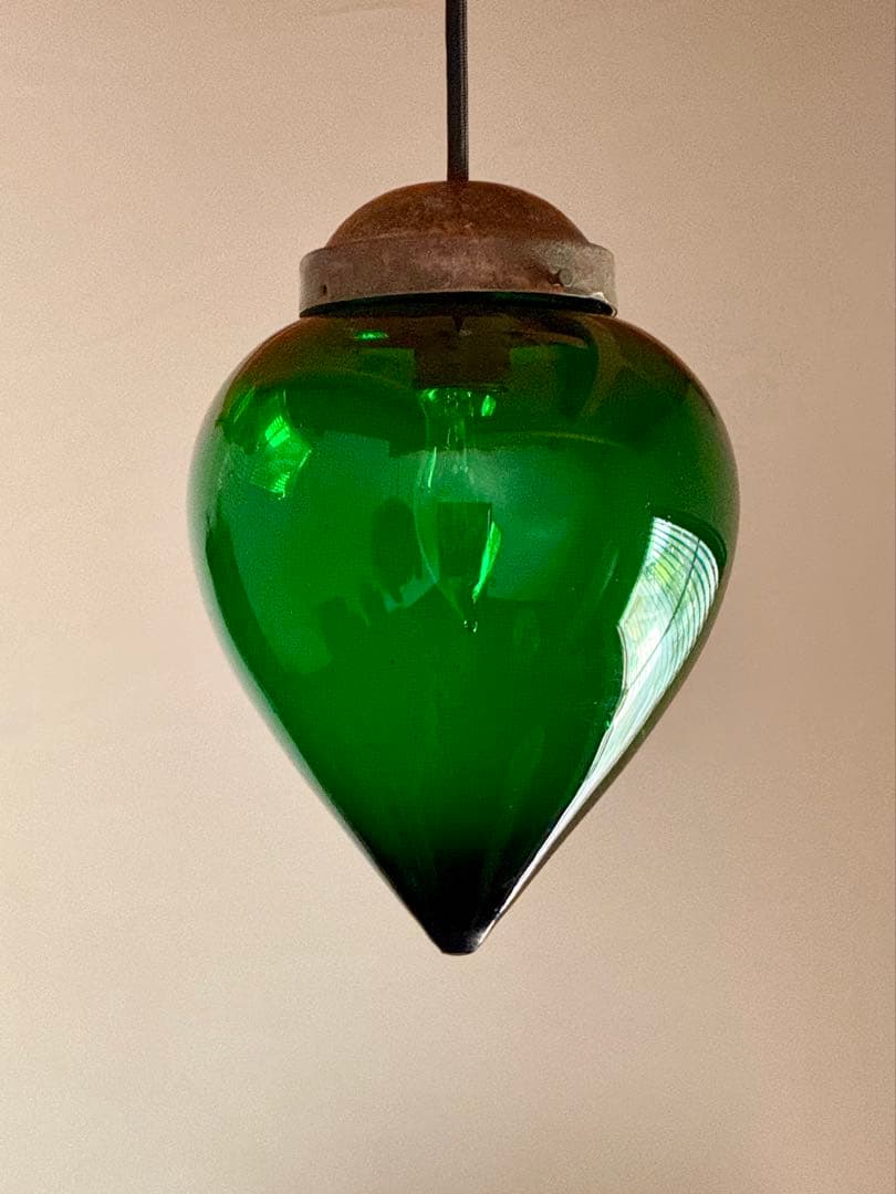 ガラス ペンダントライト 時代物 電笠 電傘 レトロ ヴィンテージ 間接照明