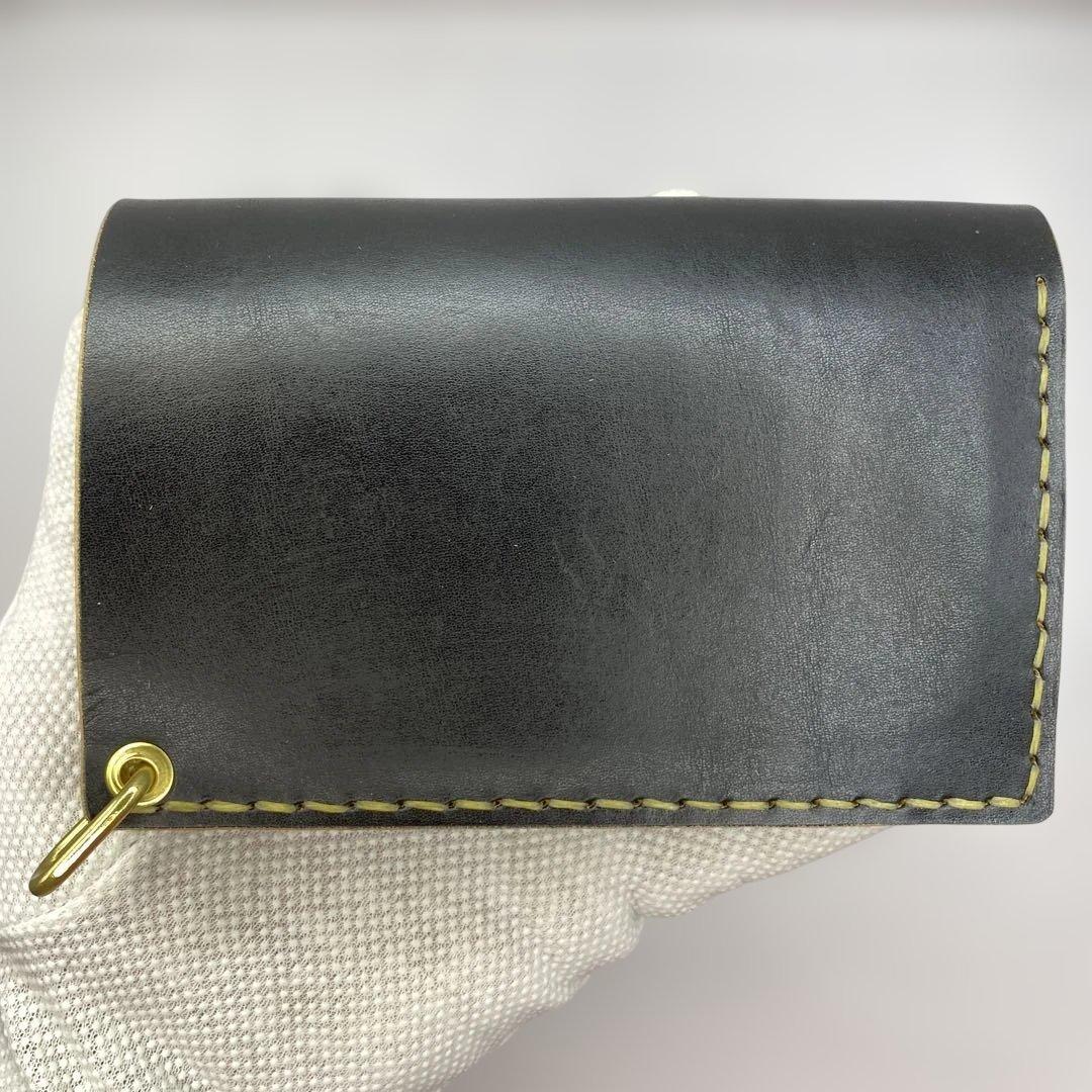 週末限定セール 折らずお札収納 茶芯 丘染めブラックの無骨トラッカーウォレット