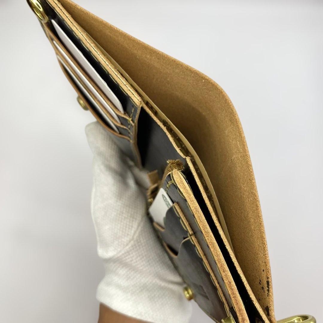 週末限定セール 折らずお札収納 茶芯 丘染めブラックの無骨トラッカーウォレット