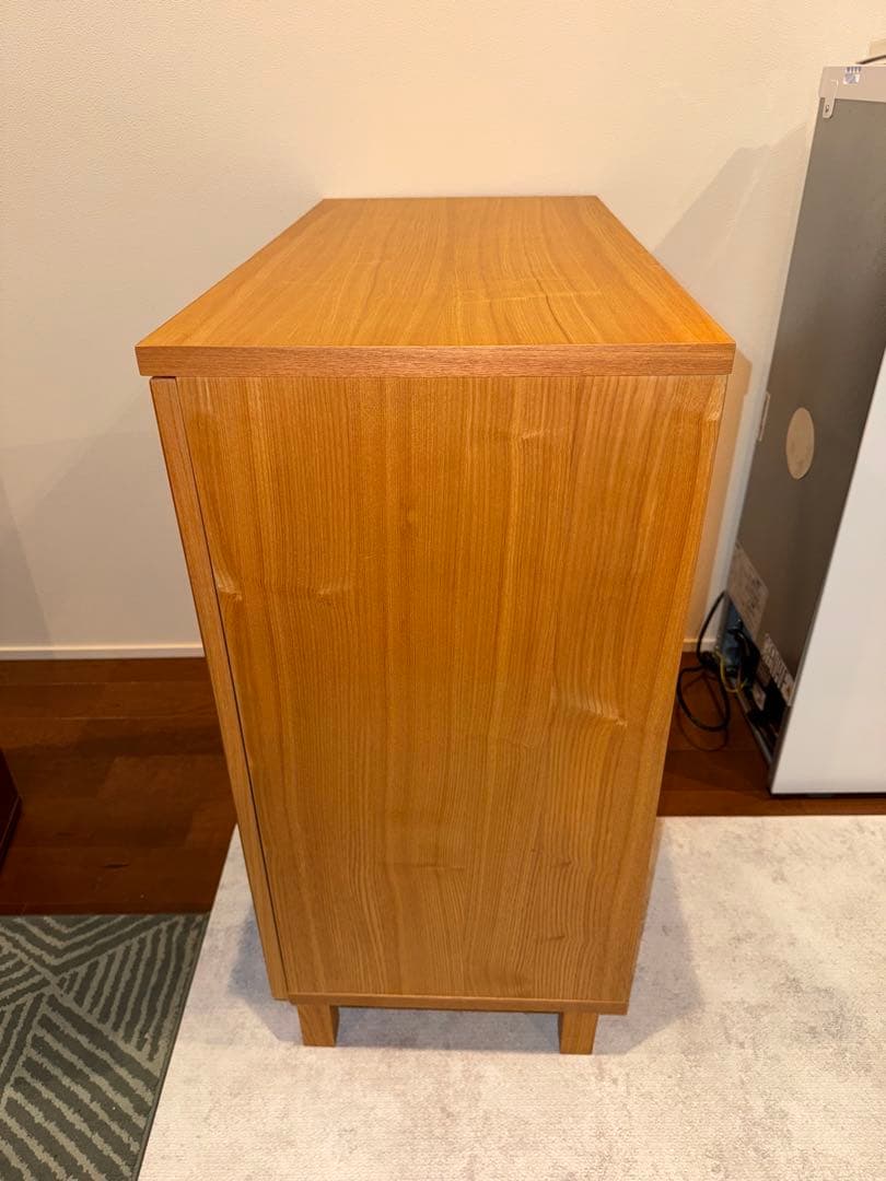 無印良品 脚付木製キャビネット ガラス扉 リビング収納 本棚 食器棚 インテリア