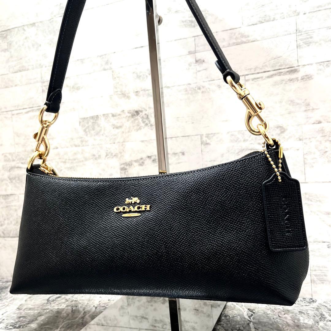 極美品✨ コーチ シャーロット アクセサリーポーチ 2way ブラック レザー