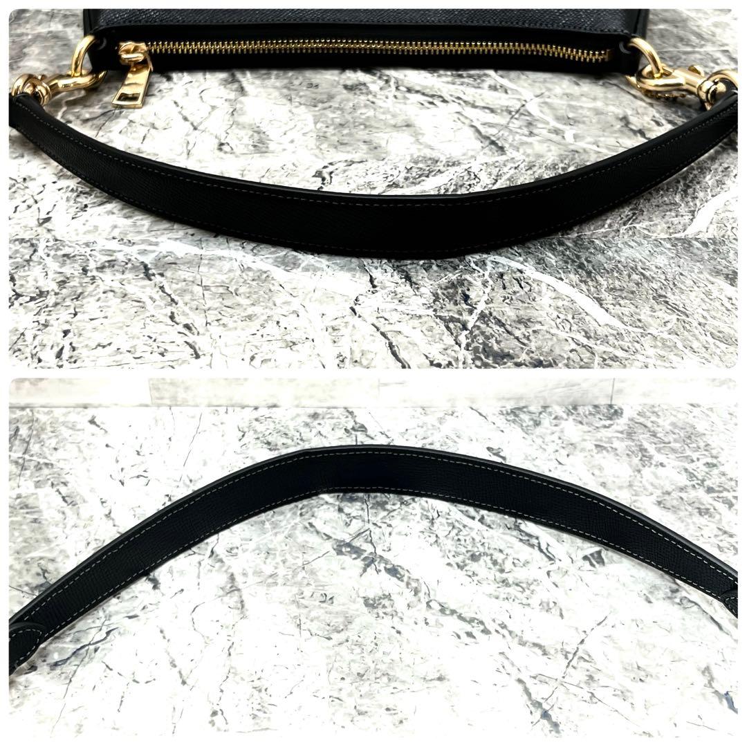 極美品✨ コーチ シャーロット アクセサリーポーチ 2way ブラック レザー