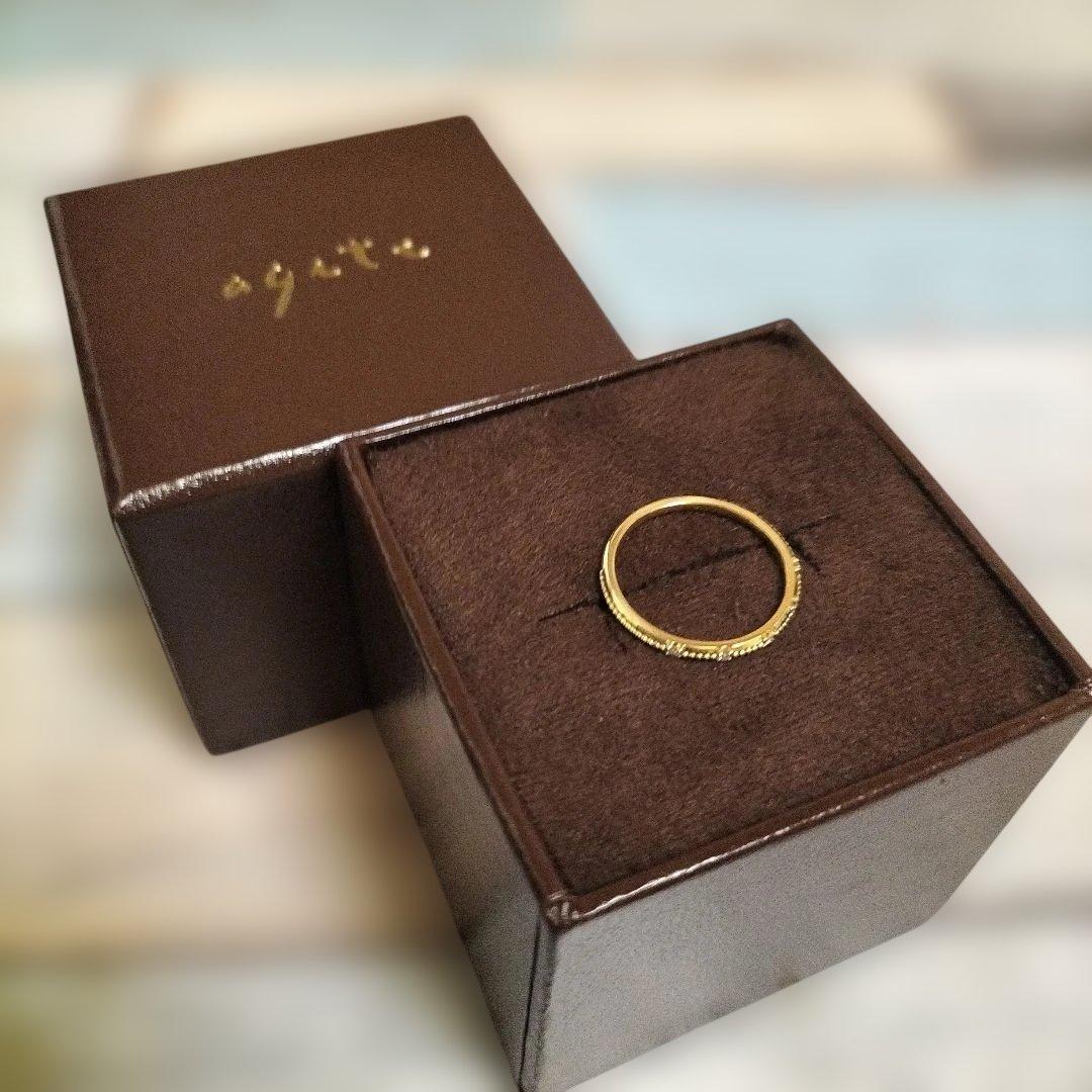 agete【アガット】K18ダイヤモンド　ピンキーリング　５号（人気現行品商品）