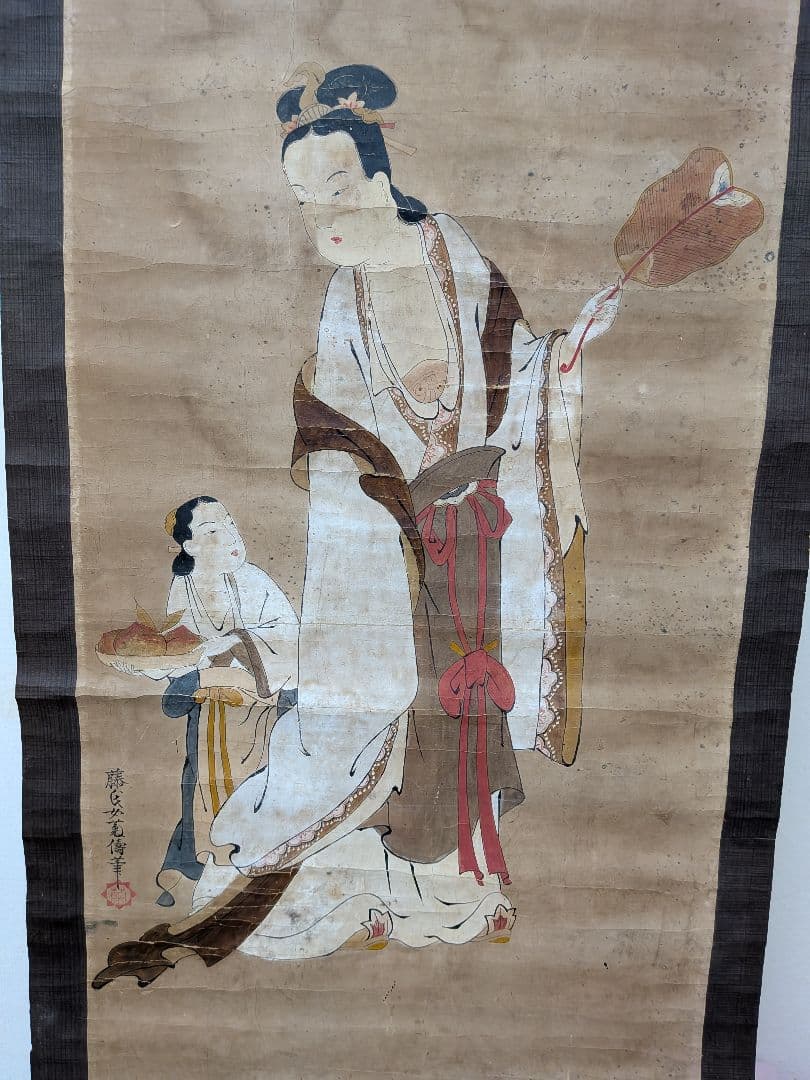 江戸時代前〜中期頃２５０〜３８０年前時代墨書木箱付手描直筆作者不詳時代掛軸当時物