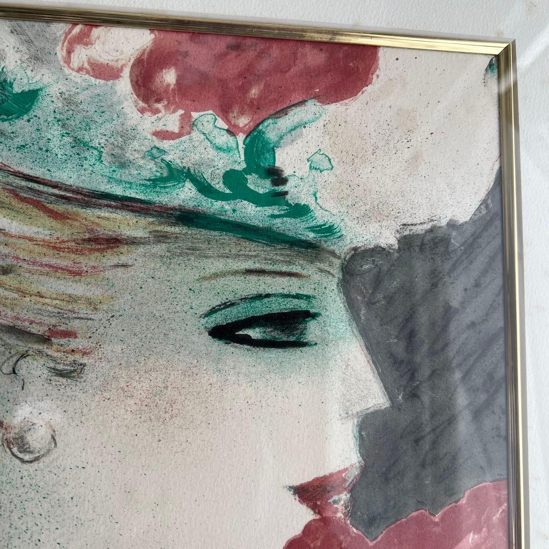 k216r120 フランス画壇の巨匠カシニョール 額装「バラとプロフィール」