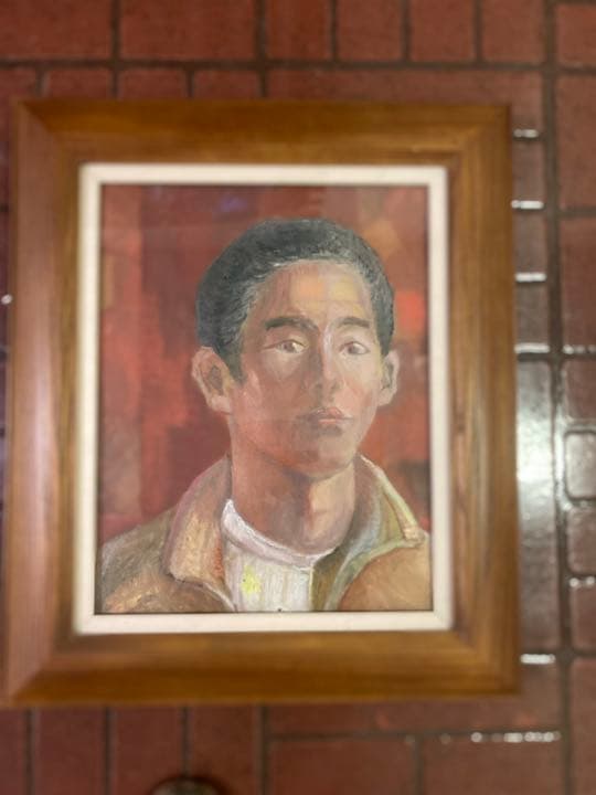 自画像、F8号、油絵、額入り、