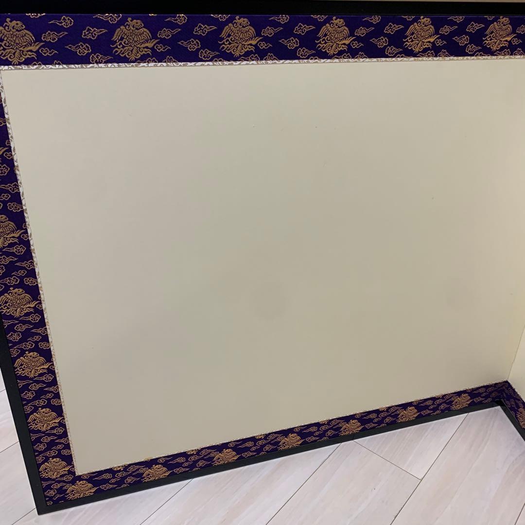 【美品】 茶道具 風炉先屏風 風炉先　総張 裏白　黒塗枠 雲鵬