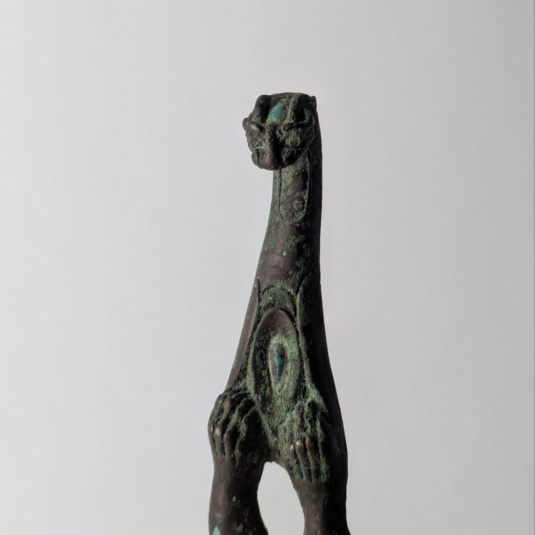 中国 戦国時代 帯鈎 装身具 青銅器 象嵌 トルコ石 古玩 骨董 古美術