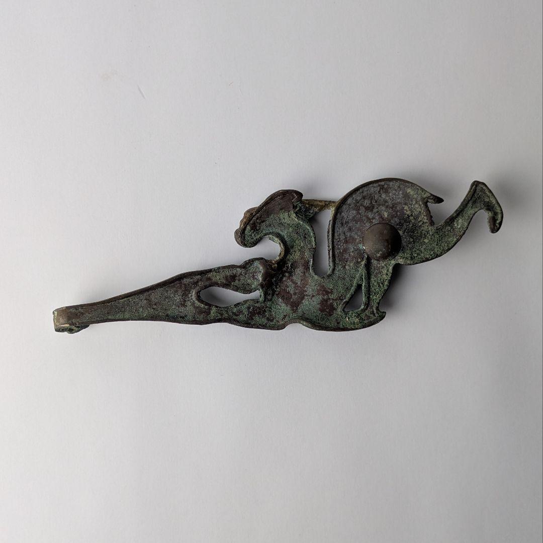 中国 戦国時代 帯鈎 装身具 青銅器 象嵌 トルコ石 古玩 骨董 古美術