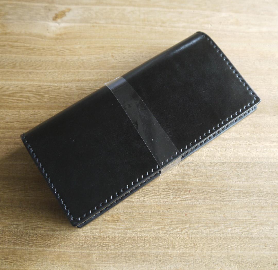【くうねこ様】ヌメ革　栃木レザー　サドルレザー　ロングウォレット　二つ折り　黒