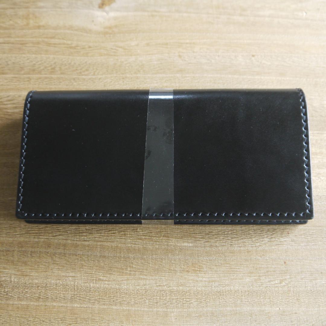 【くうねこ様】ヌメ革　栃木レザー　サドルレザー　ロングウォレット　二つ折り　黒