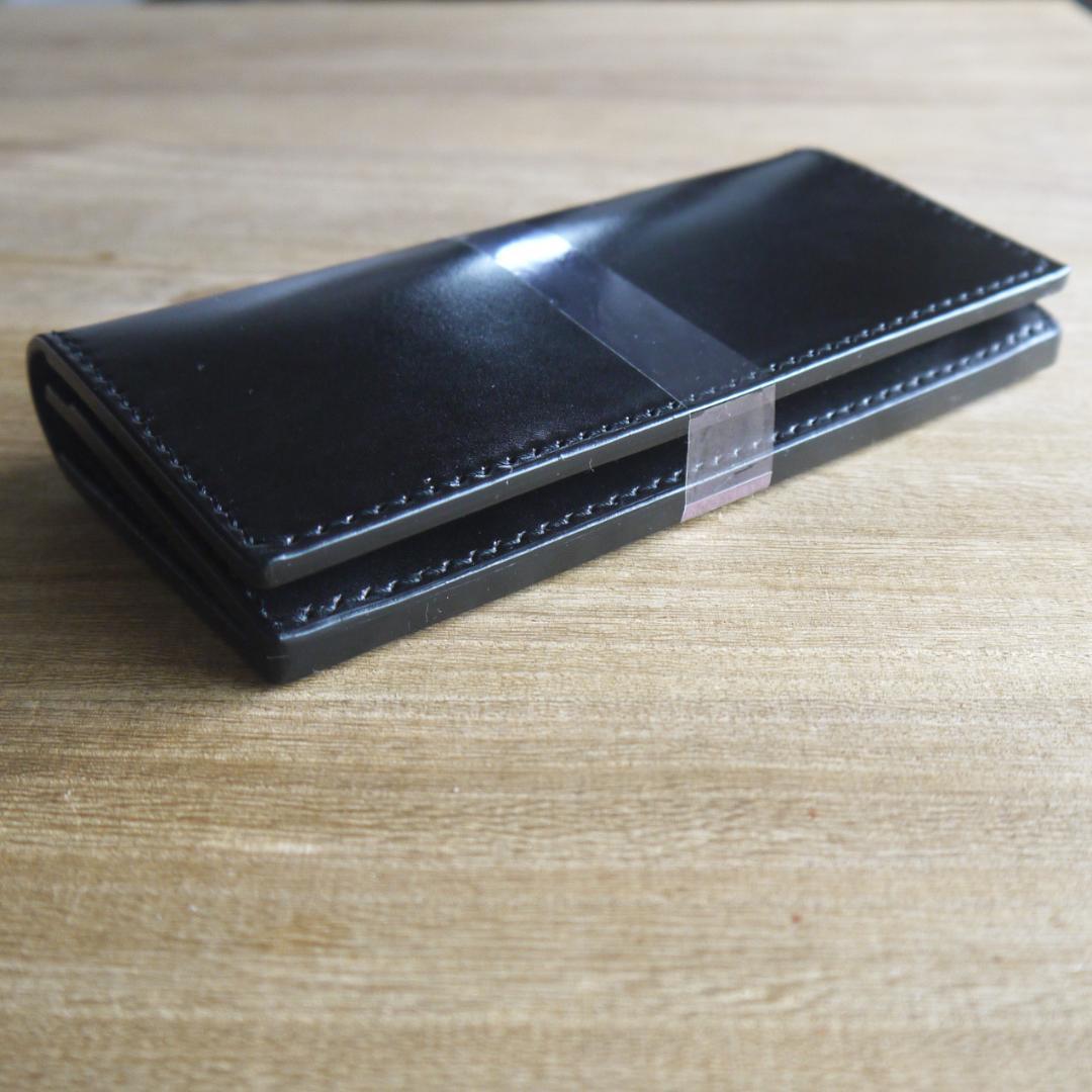 【くうねこ様】ヌメ革　栃木レザー　サドルレザー　ロングウォレット　二つ折り　黒