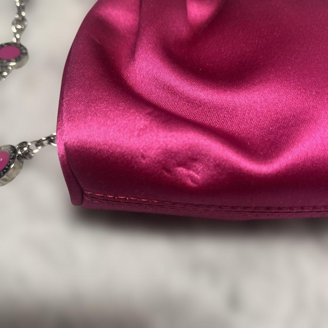 ブルガリ　BVLGARI ピンク サテンクラッチバッグ チェーンストラップ