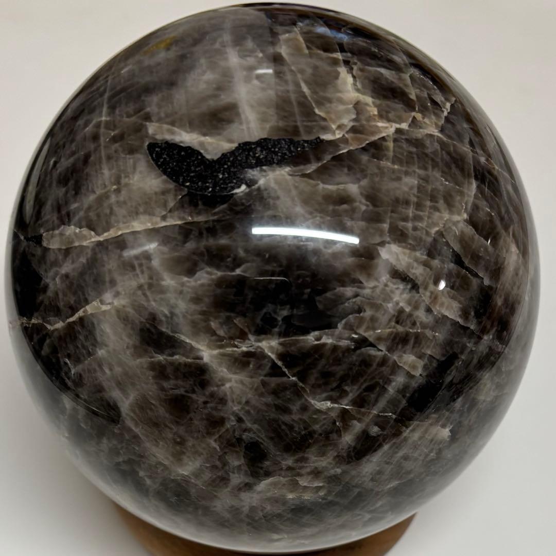 【訳あり】モリオン黒水晶約3.5kg　天然石丸玉スフィア　魔除けインテリア置物