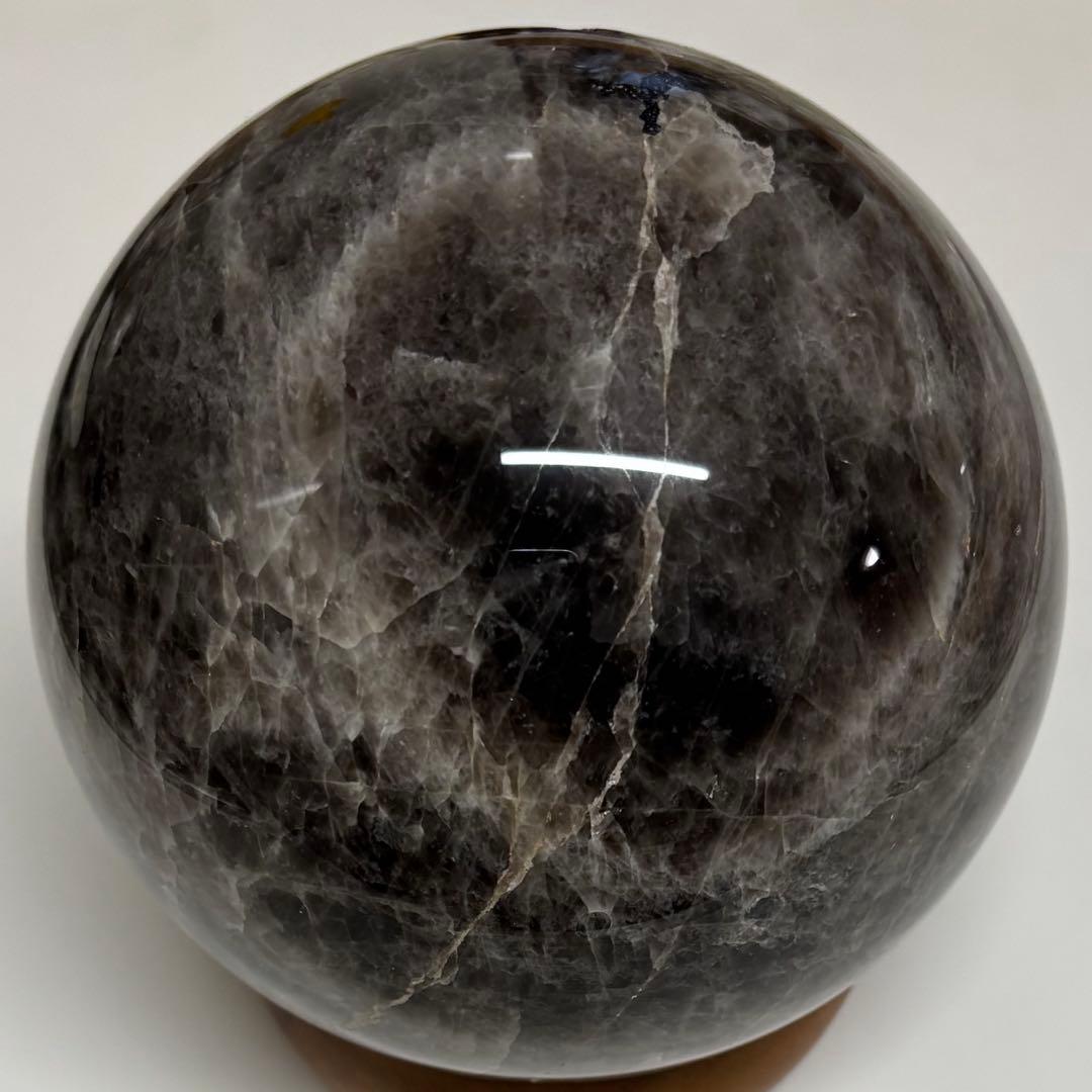【訳あり】モリオン黒水晶約3.5kg　天然石丸玉スフィア　魔除けインテリア置物