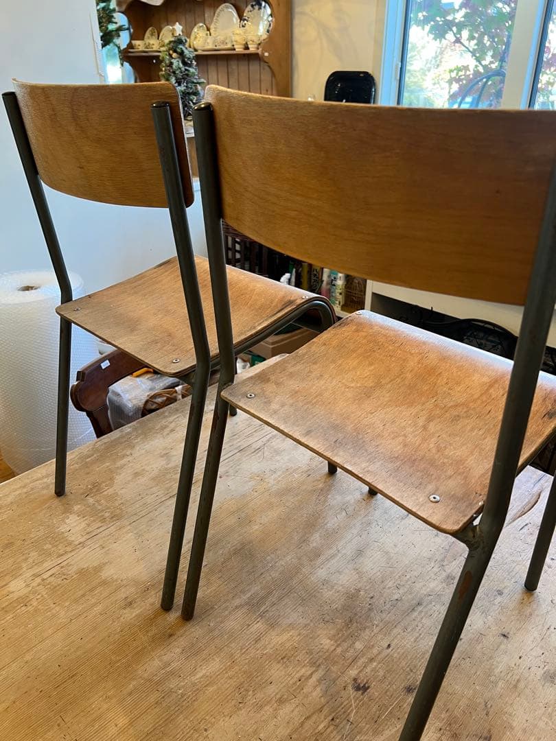 英国ヴィンテージキッススクールチェアー2脚セット