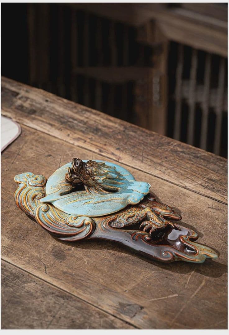 焼物香炉 祥竜盤香炉 香薫炉 香道 茶道 置物 装飾品 工芸品 置物