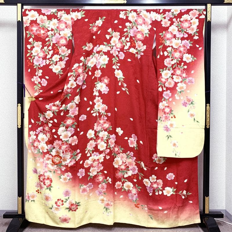 502z27☆可愛い！振袖 三松 重ね衿付 刺繍☆美品 成人式 結婚式 十三参り