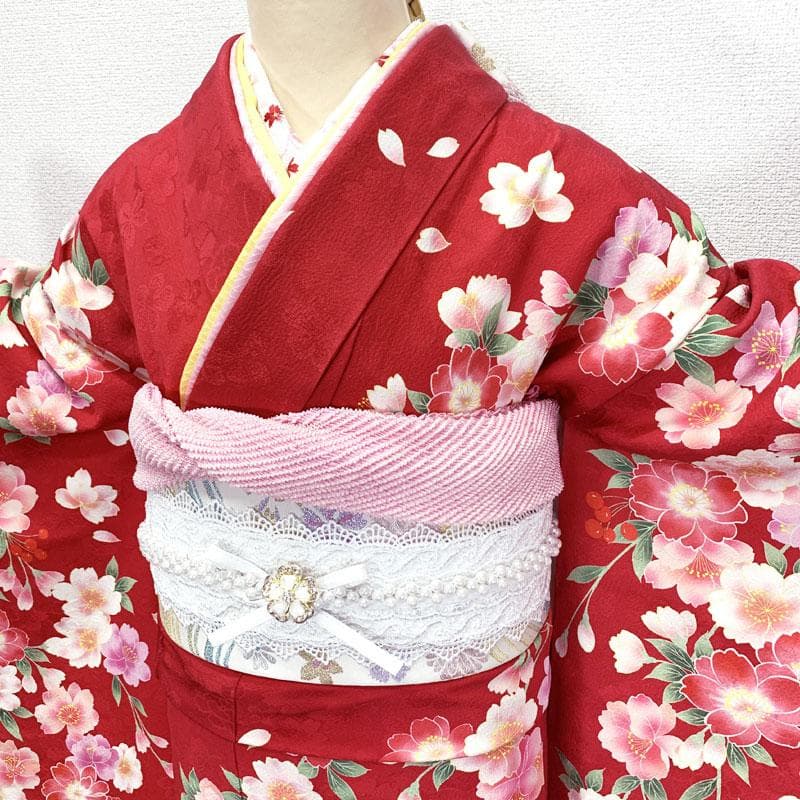 502z27☆可愛い！振袖 三松 重ね衿付 刺繍☆美品 成人式 結婚式 十三参り