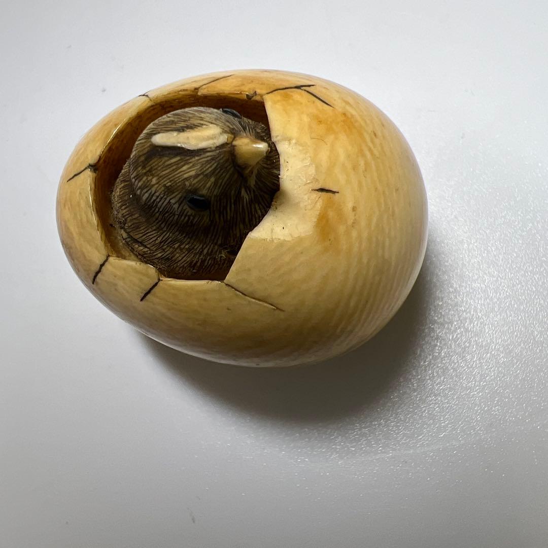 名工光廣在銘　極上ヒヨコからくり根付　32g 東Y8-0114☆2F