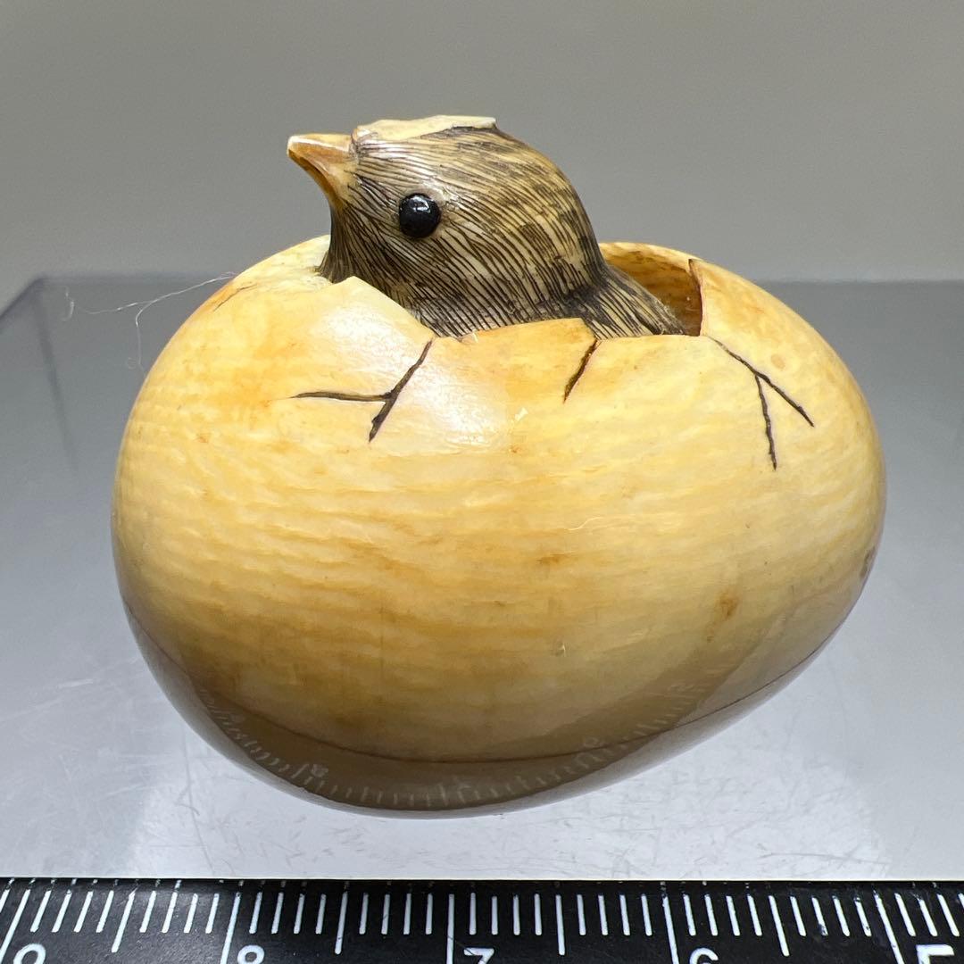 名工光廣在銘　極上ヒヨコからくり根付　32g 東Y8-0114☆2F