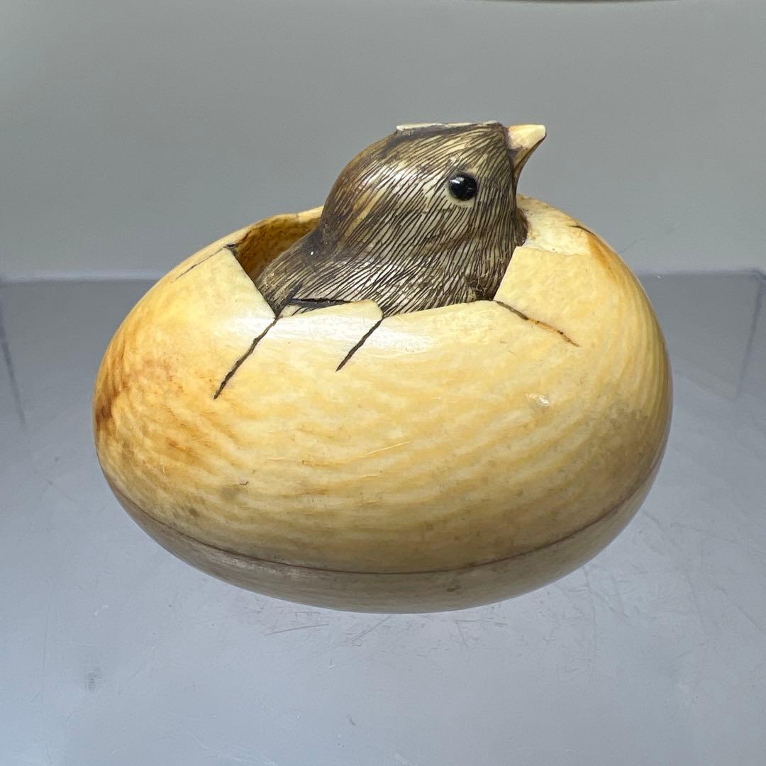 名工光廣在銘　極上ヒヨコからくり根付　32g 東Y8-0114☆2F