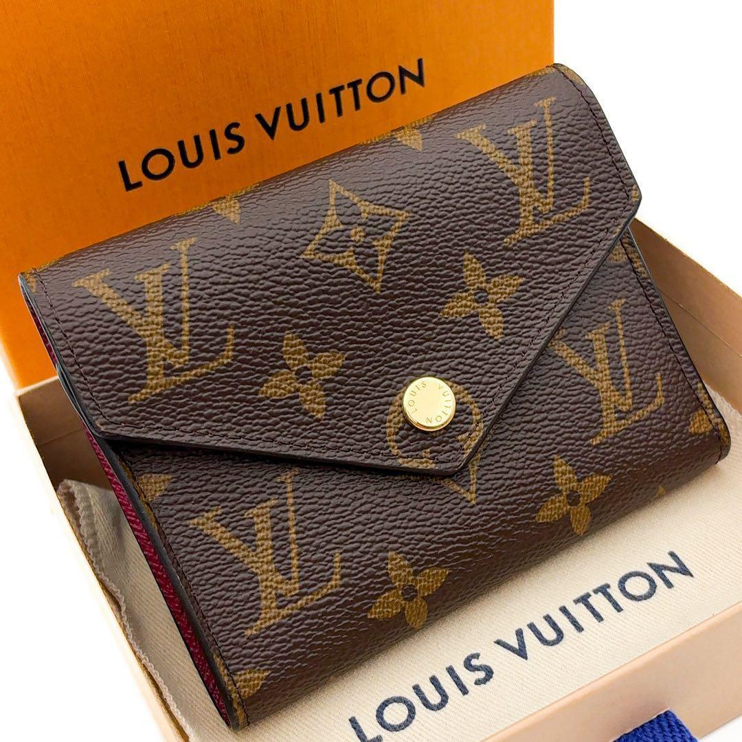 使用感小♪ルイヴィトン モノグラム ヴィクトリーヌ フューシャ 三つ折り財布