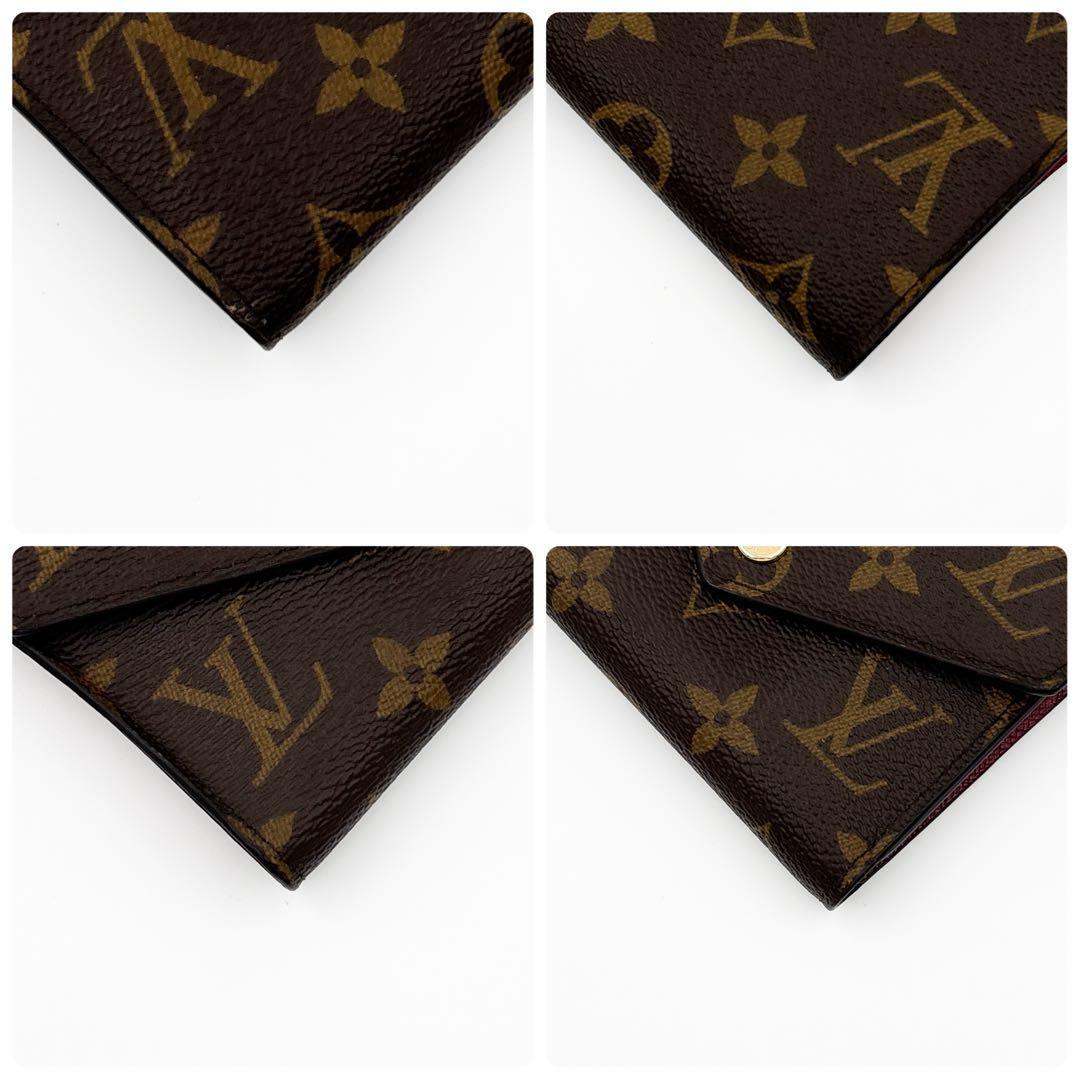 使用感小♪ルイヴィトン モノグラム ヴィクトリーヌ フューシャ 三つ折り財布