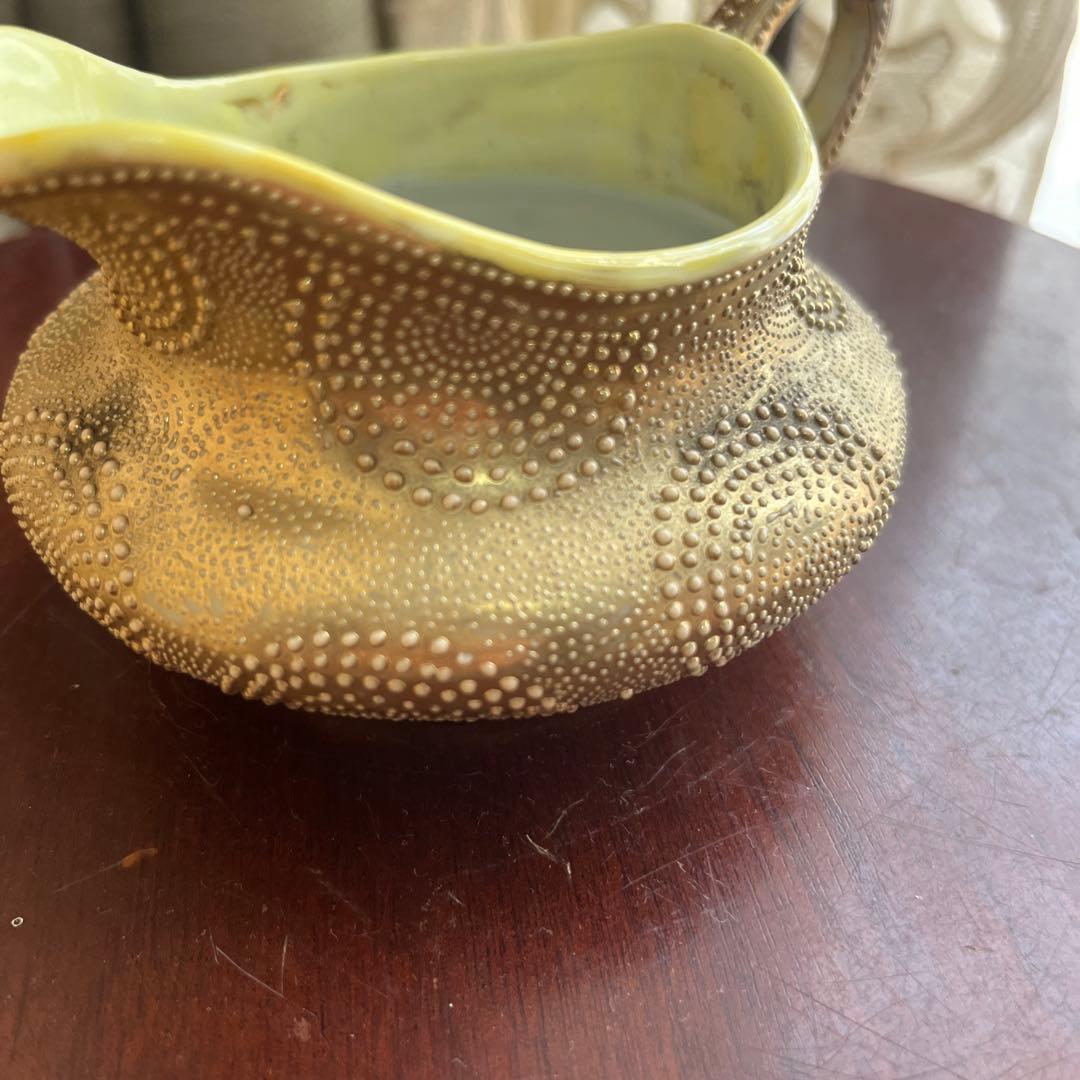 オールドノリタケ金と金点盛りのクリーマー美術品メープル印1890年代技術力の凄さ