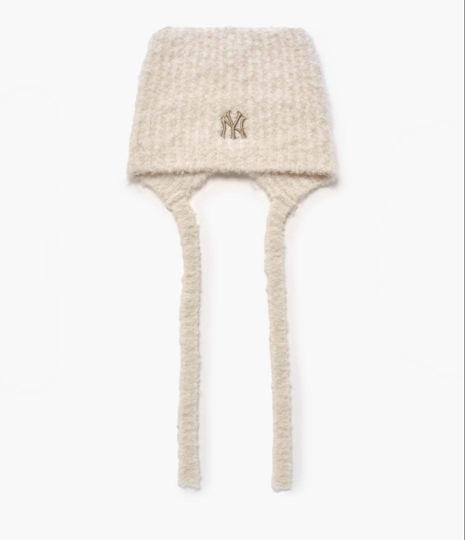 再入荷☆MLB Korea 猫耳 ミヤオン ビーニー 紐付き 韓国限定 白